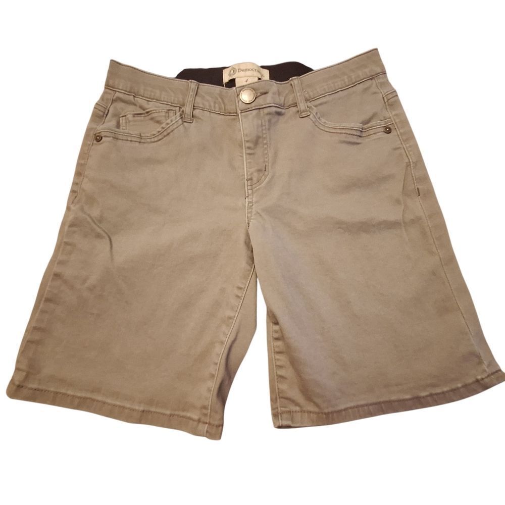 Democracy Ab Technology Modest TAN Jean Bermuda Shorts Women's 4 Stretch Denim - Picture 2 of 11